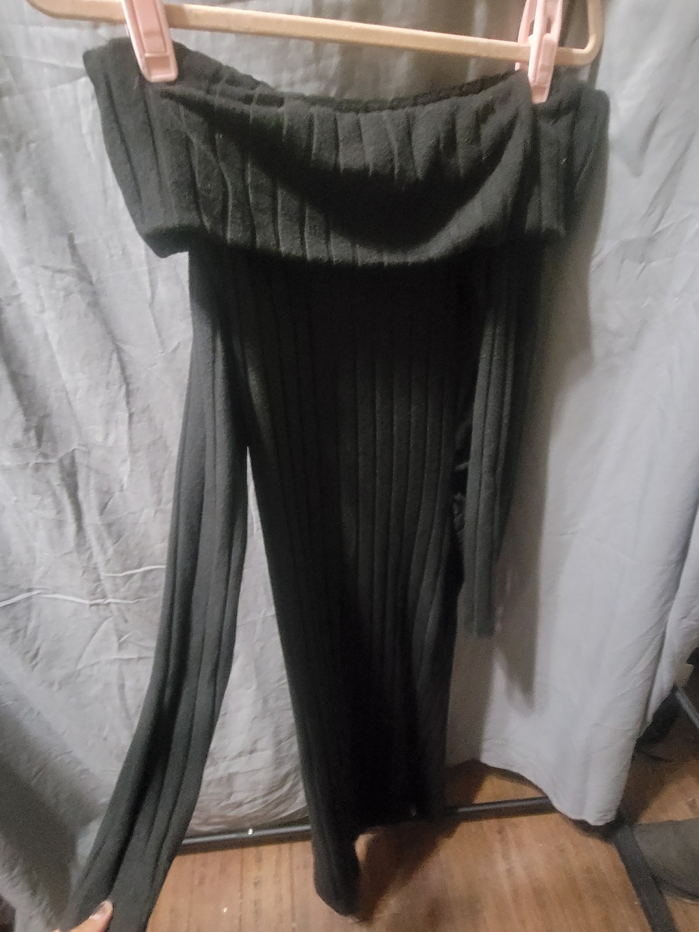 Maternity Off-Shoulder Ribbed Knit Maxi Dress in Black